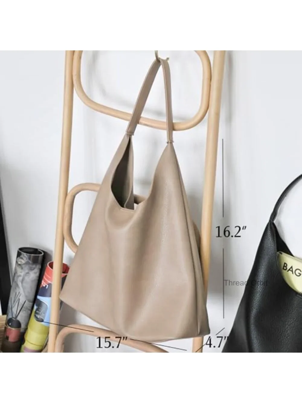 Soft Vegan Leather Slouchy Hobo Bag Shoulder Tote Purse
